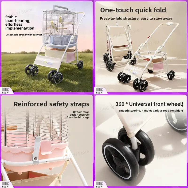 Pet Stroller Carrier - Passeggino Pieghevole Leggero per Animali Domestici,