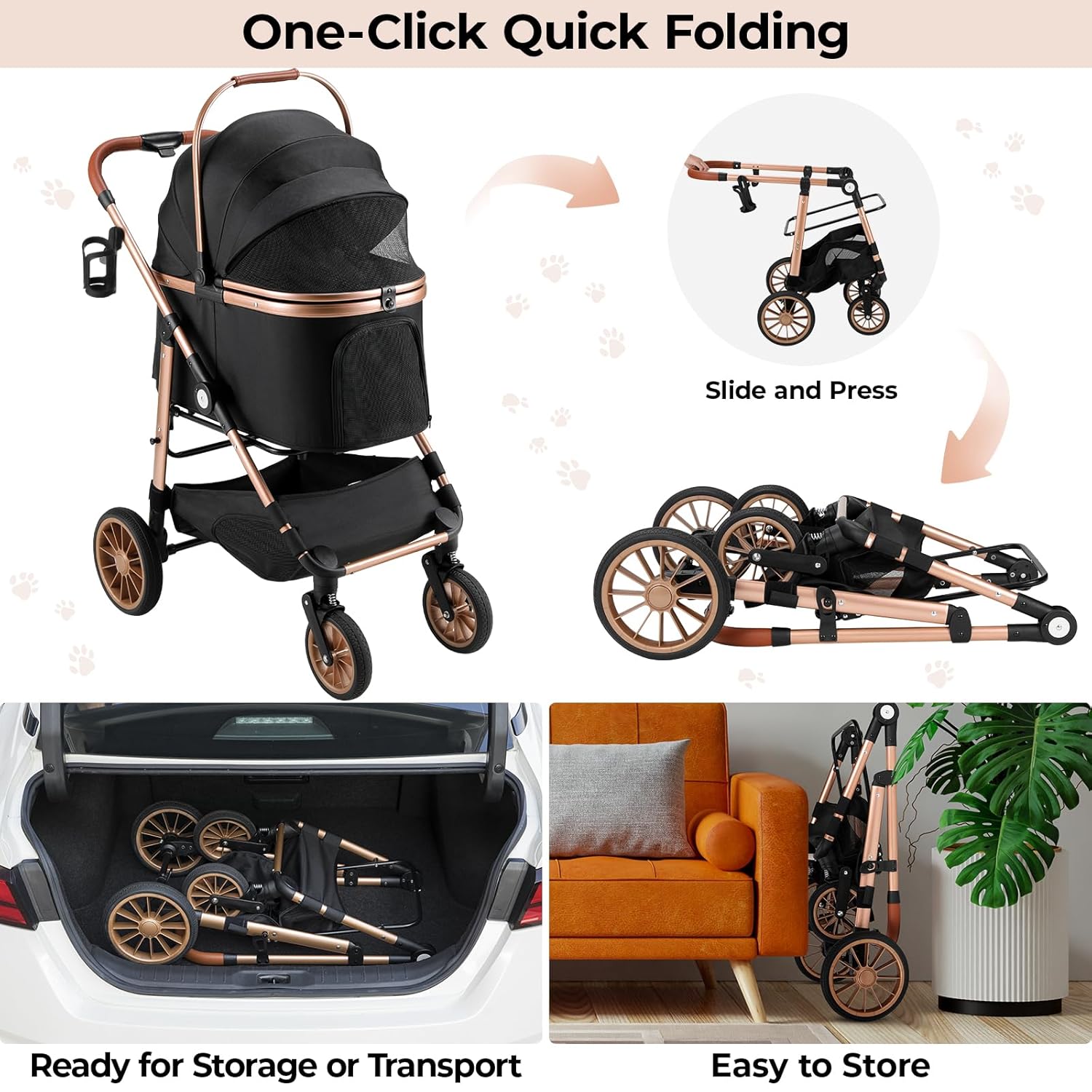 Pet Stroller Carrier - Passeggino pieghevole per cani e gatti