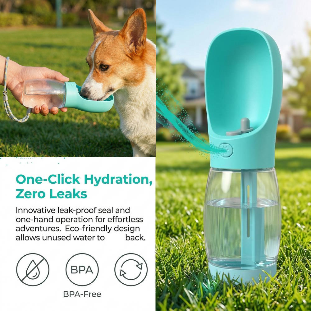 Pet Supplies Hours - Bottiglia d'Acqua Portatile per Cani, Ciotola