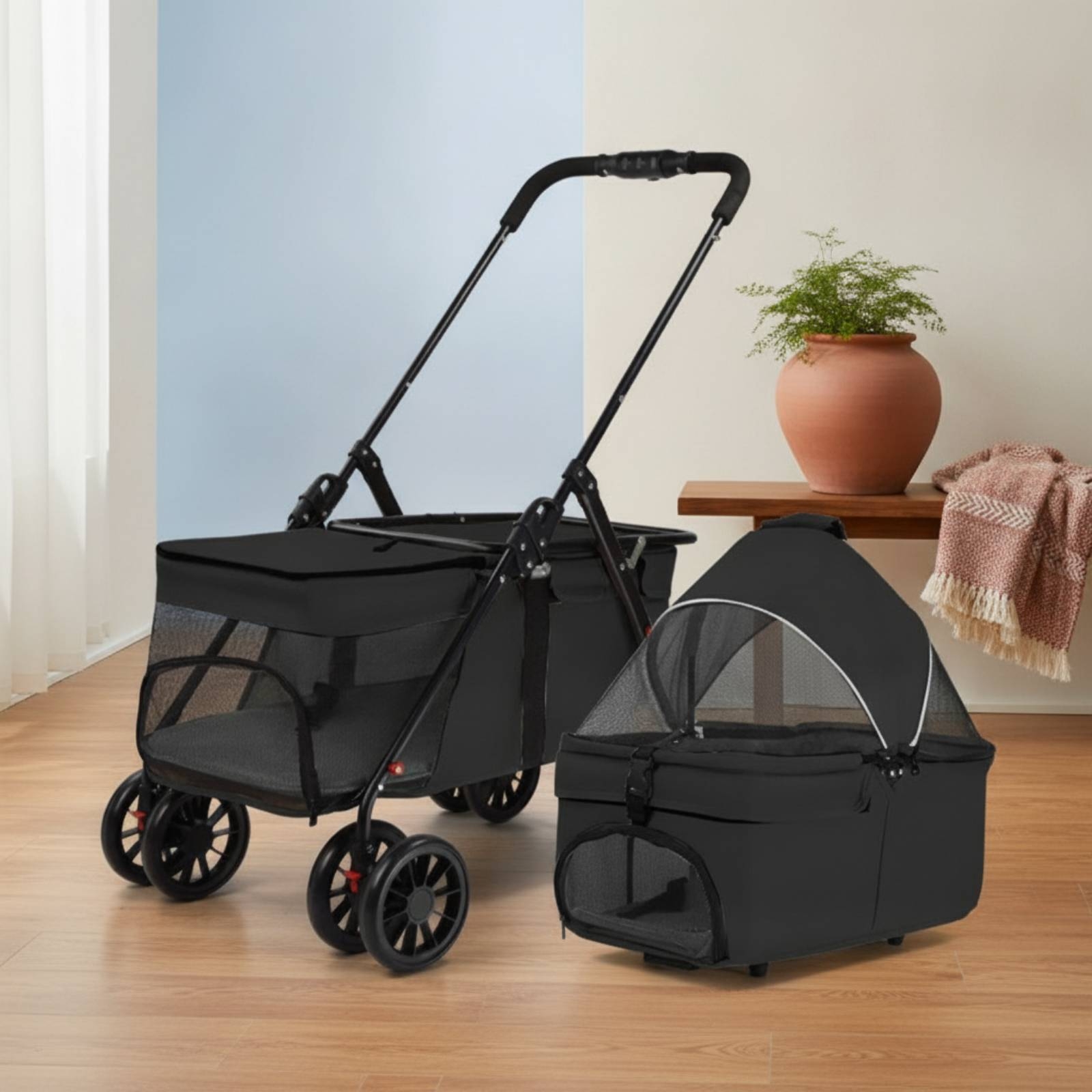 Pet Stroller Carrier - Passeggino per Animali Domestici con Trasportino