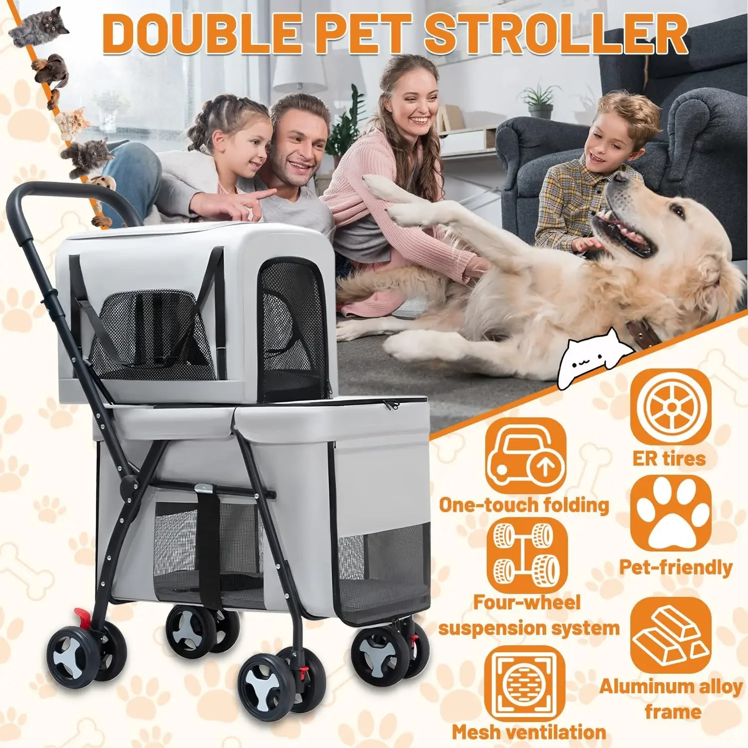 Passeggino Doppio per Animali  - Pet Stroller Carrier recensione e prezzo