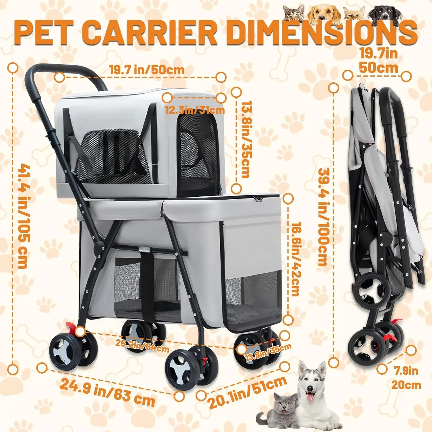 Passeggino Doppio per Animali  - Pet Stroller Carrier recensione e prezzo